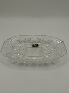 Vintage Bohemia Crystal Clear Glass Decorative Nut Bowl